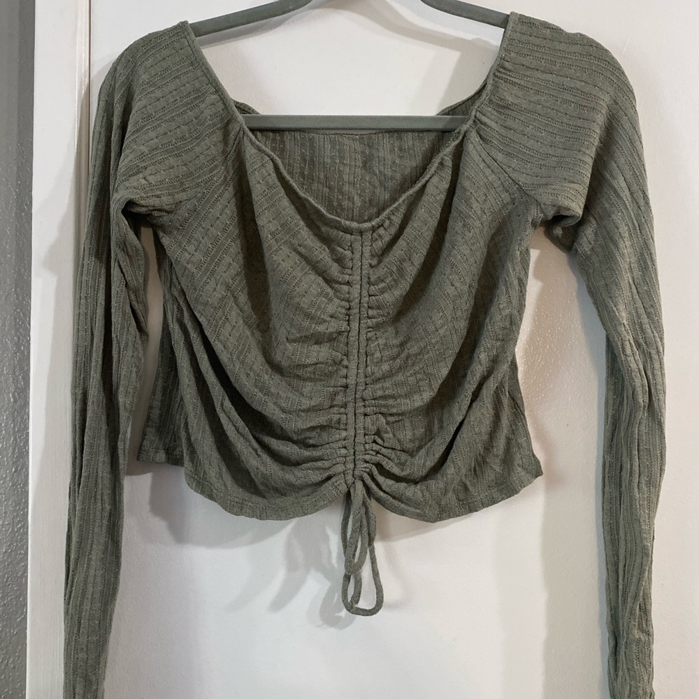 Light green off the shoulder top